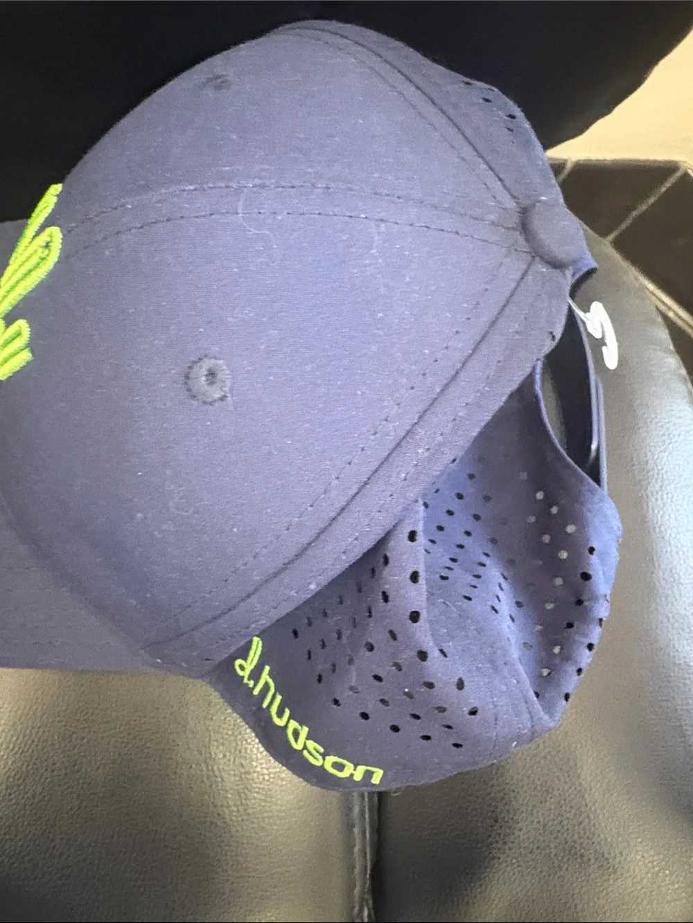 Hudson Jeans Navy Cap with Neon Green Cactus Logo